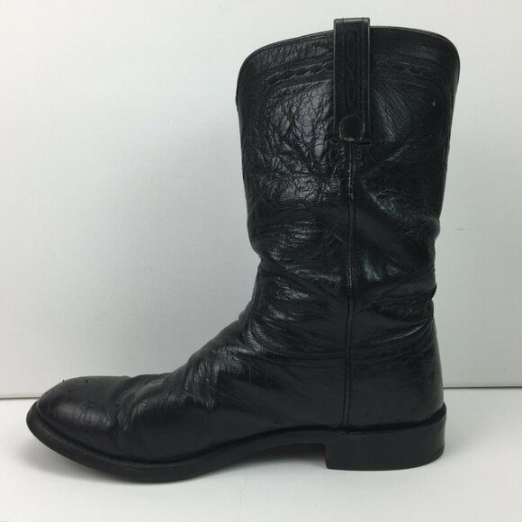 Mens Black Leather Western Cowboy Boots  Vibram Sole T0076G2 10K2E 93035 - Picture 2 of 11